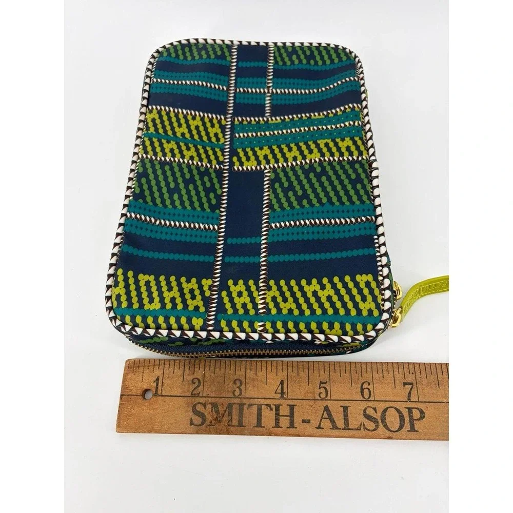 Sonia Kashuk Blue/Teal/Green Cosmetic Case Small Zip Organizer, Plaid Bag Pouch